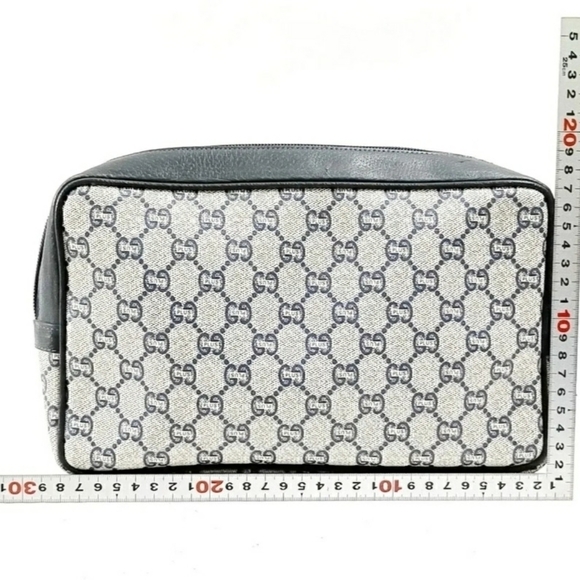 RARE GUCCI PLUS Clutch Bag  Navy Blue /Grey - Picture 2 of 9